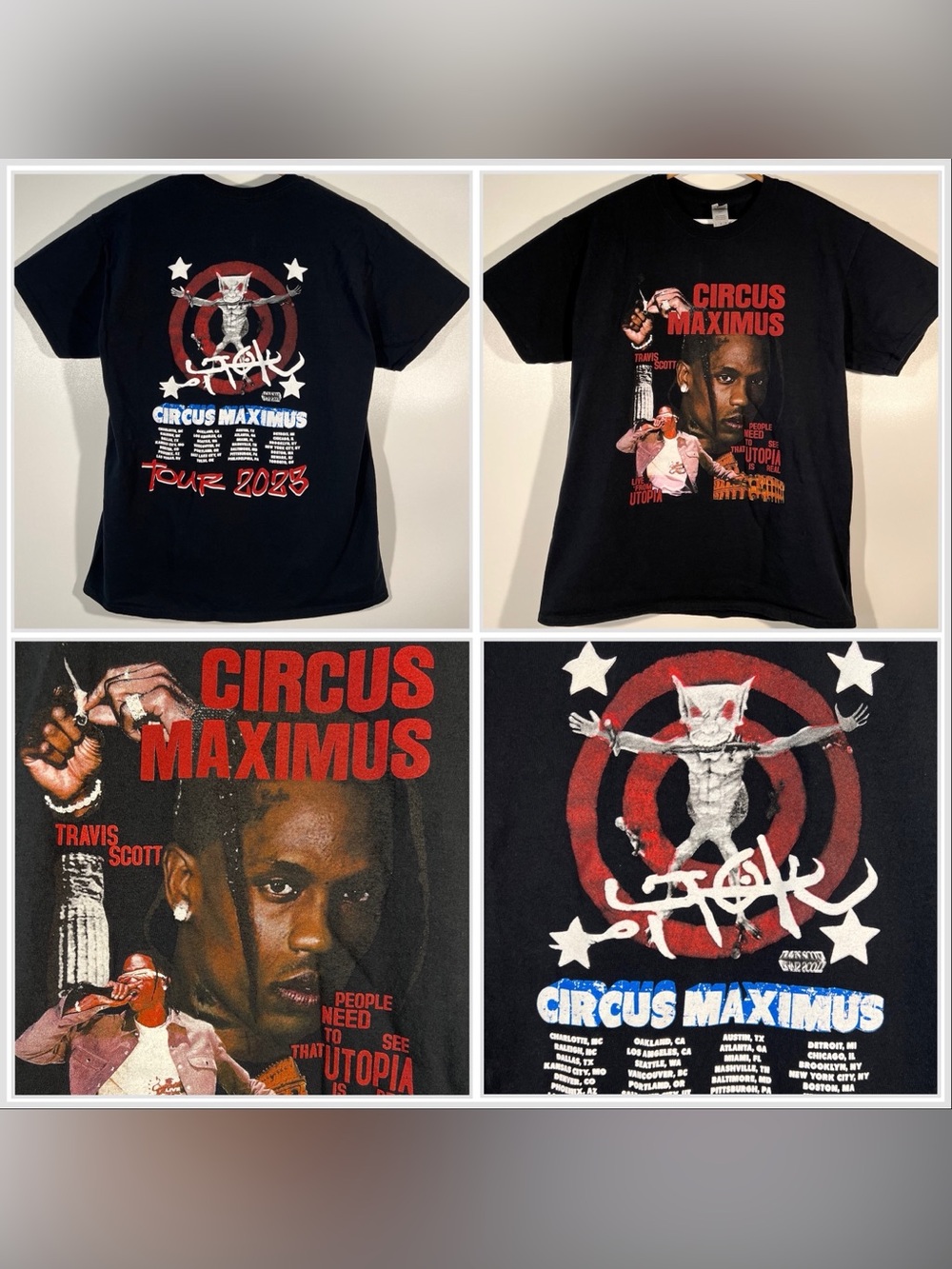 2023 Travis Scott Circus Maximus Utopia Tour Concert Graphic T-Shirt Sz Large